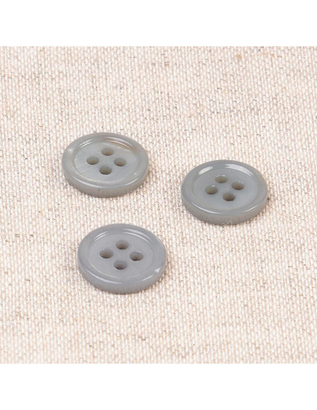 Botón de concha de 4 agujeros de 11 mm - Gris ceniza