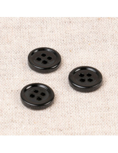Botón de concha de 4 agujeros 11 mm - Negro