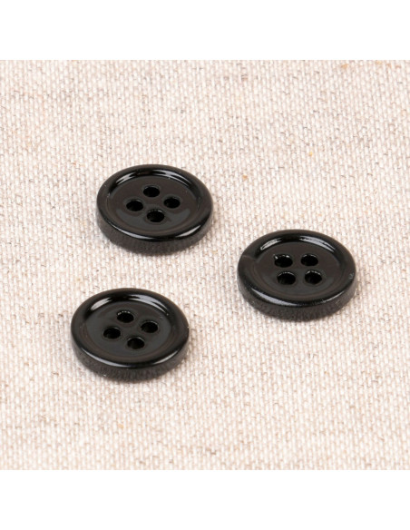 Botón de concha de 4 agujeros 11 mm - Negro
