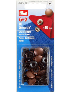 Recarga de 10 botones a presión anorak 15 mm Cobre