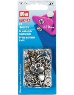 Recarga de 20 botones de presión jersey 10 mm Níquel