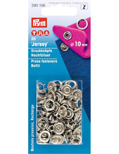 Recarga de 20 botones de presión jersey 10 mm Plata