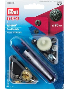 Caja de 6 botones de presión anorak Design con herramienta de 20 mm