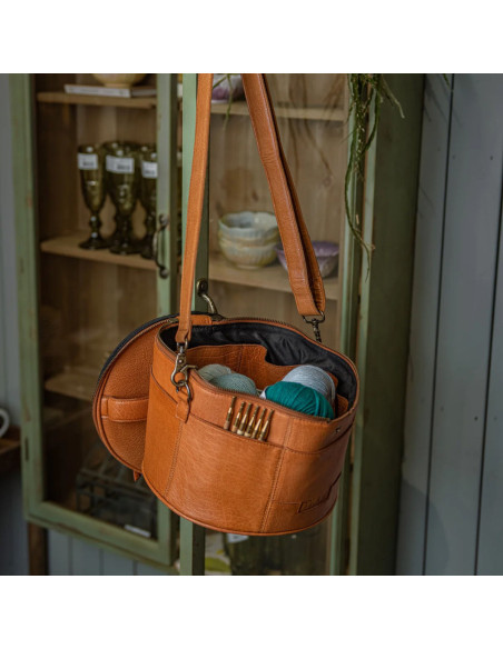 Bolsa de almacenamiento de cuero para bordado y tejido Muud Enturn - Whisky