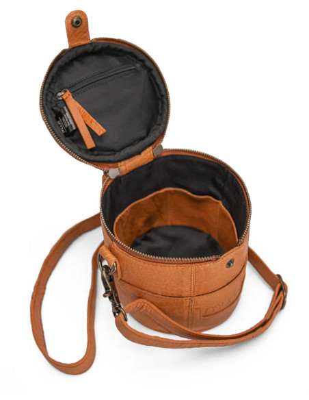 Pequeño bolso de cuero para tejer Muud Saturn Mini - Whisky