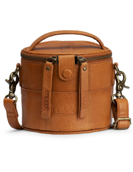 Pequeño bolso de cuero para tejer Muud Saturn Mini - Whisky
