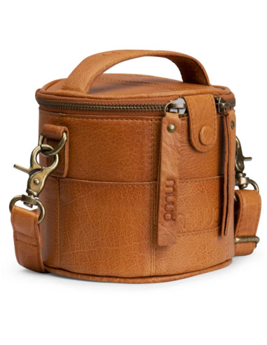 Pequeño bolso de cuero para tejer Muud Saturn Mini - Whisky
