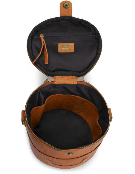 Pequeño bolso de cuero para tejer Muud Saturn Mini - Whisky