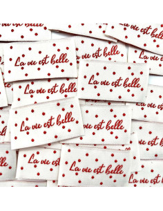 Lote de 5 etiquetas tejidas para coser La vida es bella
