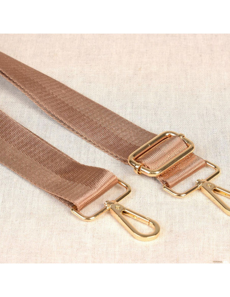 Correa de bolso con mosquetones - Beige oscuro