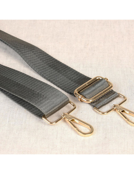 Correa de bolso con mosquetones - Gris