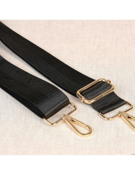 Correa de bolso con mosquetones - Negro
