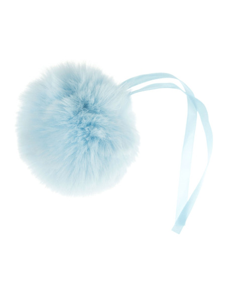 Pompón imitación piel 11 cm - Azul bebé
