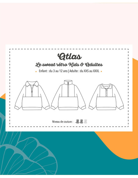 Patrón de sudadera retro Atlas para niños y adultos - Marmaï Patterns
