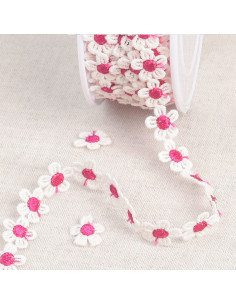 Guipur margaritas blancas - Fucsia y blanco