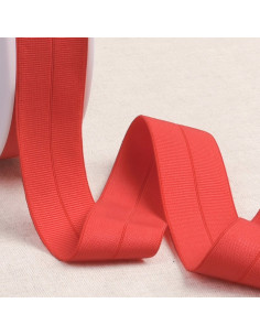 Cinta al bies elástica pre-plegada de grosgrain de 30 mm de ancho - Rojo