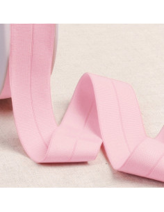 Cinta al bies elástica pre-plegada de grosgrain de 30 mm de ancho - Rosa