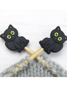 Tapones de malla para agujas de tejer - Gato negro