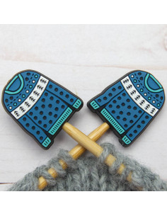 Tapones de malla para agujas de tejer - Suéter azul