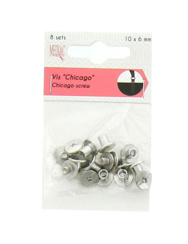 8 juegos de tornillos chicago 10 mm x 6 mm - Plata