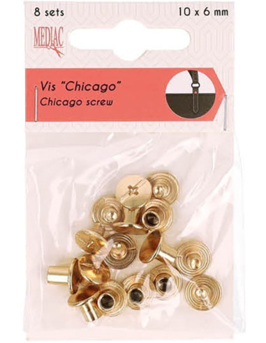 8 juegos de tornillos chicago 10 mm x 6 mm - Oro