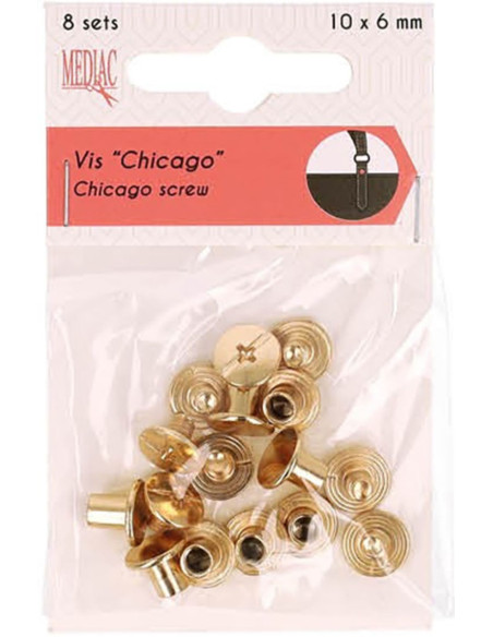 8 juegos de tornillos chicago 10 mm x 6 mm - Oro