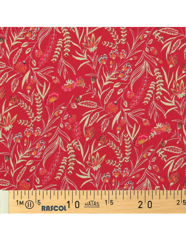 Tejido de viscosa fantasía - Rama roja y naranja
