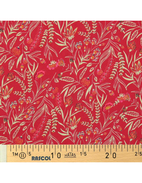 Tejido de viscosa fantasía - Rama roja y naranja