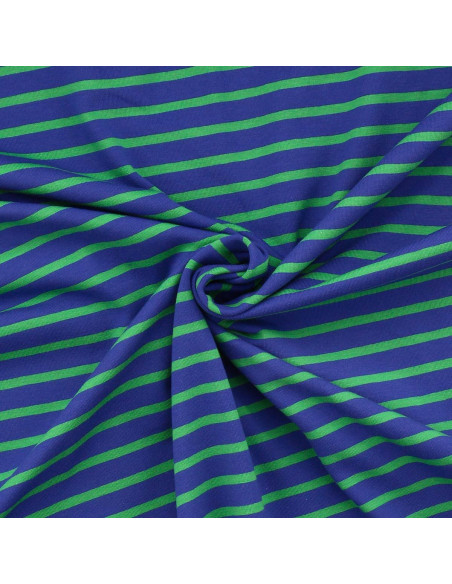 Tejido de punto a rayas bretonas - Azul y verde