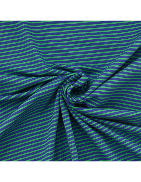 Tejido de punto a rayas marineras - Azul y verde