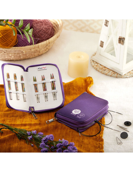 Kit de agujas circulares cortas para tejer KnitPro Deluxe Symfonie Wood