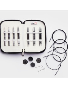 Estuche de agujas circulares cortas KnitPro de carbono