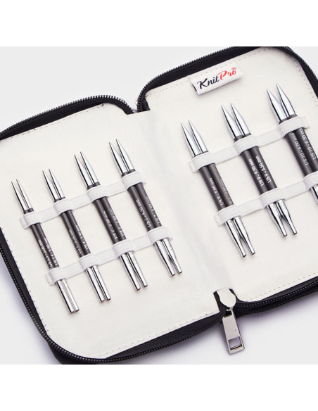 Estuche de agujas circulares cortas KnitPro de carbono