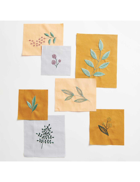 Lote de 10 cupones de tela especial para bordado - Earthy