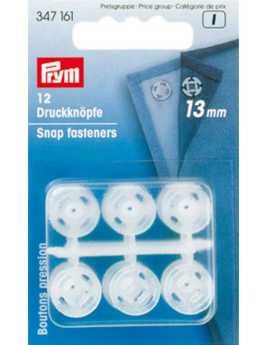 Botones de presión de plástico transparentes de 13 mm