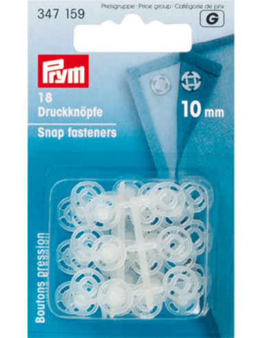 Botones de presión de plástico transparentes de 10 mm