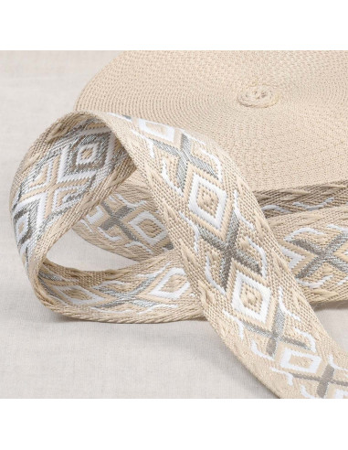 Correa étnica - Beige y plata