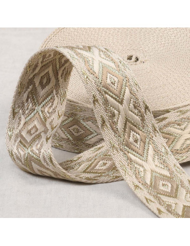 Correa étnica - Beige y dorado