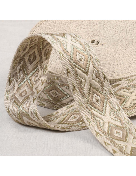 Correa étnica - Beige y dorado