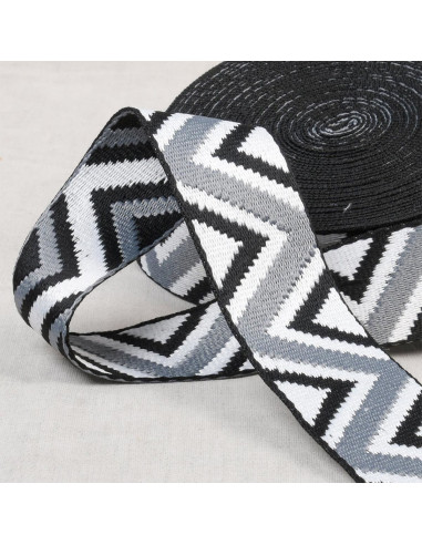 Correa étnica - Negro, blanco y gris