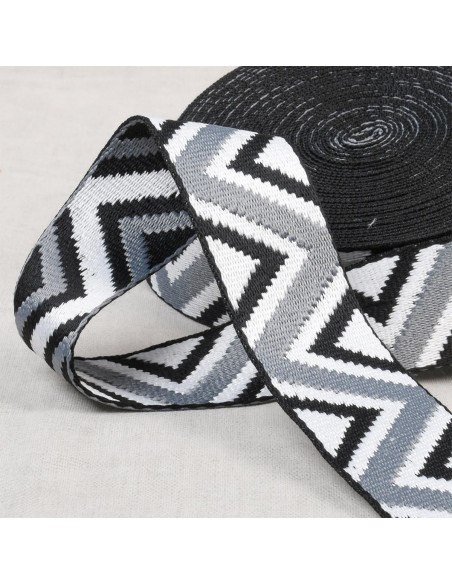 Correa étnica - Negro, blanco y gris