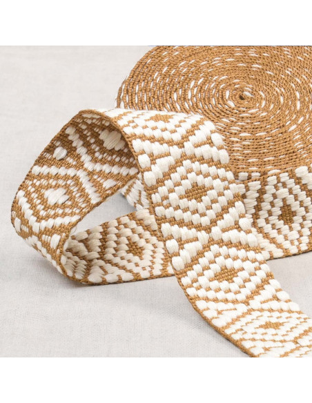 Correa étnica - Rombo blanco y beige