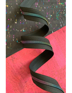 Cierre de nylon de 5 mm 274 cm - Malla negra iridiscente