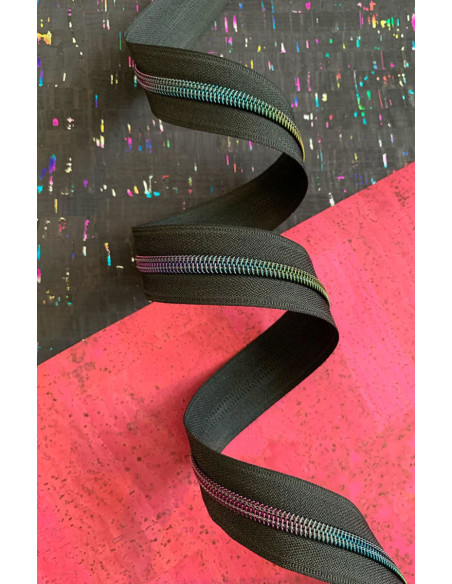 Cierre de nylon de 5 mm 274 cm - Malla negra iridiscente