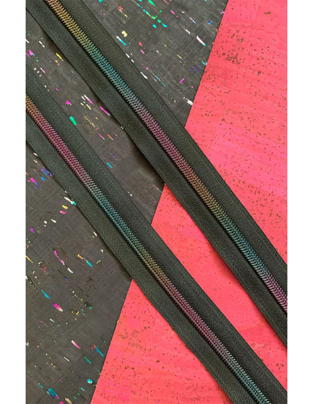 Cierre de nylon de 5 mm 274 cm - Malla negra iridiscente