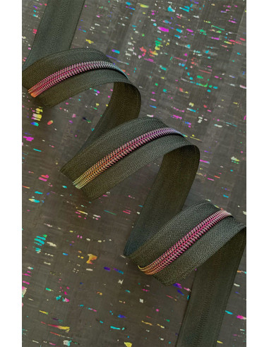 Cierre de nylon de 5 mm 274 cm - Malla negra iridiscente