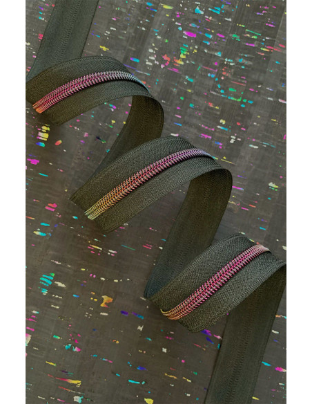 Cierre de nylon de 5 mm 274 cm - Malla negra iridiscente