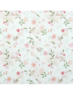 Tejido popelina de algodón - Pretty blanco y rosa 2