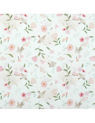 Tejido popelina de algodón - Pretty blanco y rosa