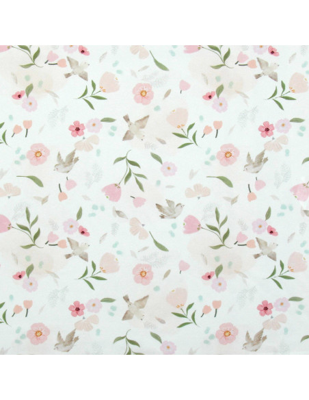 Tejido popelina de algodón - Pretty blanco y rosa